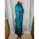 suit swing skirt ruffle back vintage teal black fish print Blue Photo 9