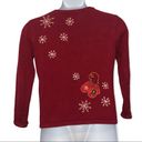 Basic Editions  Vintage Holiday Ice Skate Print Christmas Sweater Cardigan Small Photo 6