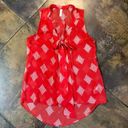 Xhilaration  Red and White Sheer Top with Neck Bow Size XS Photo 3