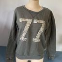 Maison Scotch  womens sweatshirt size M green button back front with sequins Photo 0