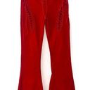 Dolls Kill  Edikted Red Lace Up Wide Leg Jeans Medium Photo 0