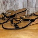 Unisa  Cork Wedge Strappy Black Patent Leather Shoes Sandals Open Toe Size 6.5 Photo 0