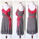 a.n.a Ruffle Stripe Belt Waist Fit & Flare Casual Dress Photo 1