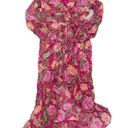 Rococo  Sand Dress Womens Small Pink Chloe Wrap Floral Motif Ruffle Long Photo 1