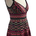 Jones New York  Fit & Flare Pink Black Pleated Cap Sleeve Cocktail Dress Size 4 Photo 2