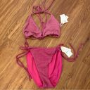 Good American NWT  Sparkle Tiny Ties Bikini in Hawaiian Pink Size 5 & 7 Photo 3