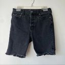 Free People  Avery Black Denim Bermuda Cut Off Button Fly Jean Shorts 28" Photo 2