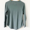 Chaser Blue Waffle Knit Thermal Button Long Sleeve Tee Shirt Tunic Top Photo 6