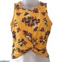 First Love Yellow Floral Print Twist Front Tank Photo 0