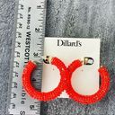 Dillard’s Beaded Hoop Fashion Earrings Coral Gold NWT Red Photo 7