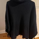 Loft Navy Turtleneck Tie-Side Poncho Photo 0