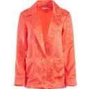 Alice + Olivia  Shanda Jacquard Satin Pajama Blazer Coral Orange Womens Small Photo 11