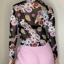 Ginger G Retro Colorful Sheer Floral Crop Shirt Photo 6