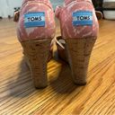 Toms  Women Wedge Sandals Shoes Cork Heel Size 7.5 Coral White cross. Photo 8