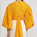 Wyatt Acler The  Puff Balloon Sleeve Cropped Wrap Blouse in Pumpkin Stripe Photo 3