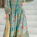 R.Vivimos Long Sleeve Floral Print Retro V Neck Tassel Bohemian Midi Dress | S Photo 0