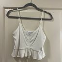 Lovers + Friends White Rib Ruffle Tank Photo 1