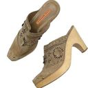 via spiga  Light Brown Suede Laser Cut Floral Suede Studded Mule Women’s Size 6.5 Photo 0