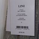 LINI KATHERINE DRESS CHAMPAGNE GLITTER MAXI FORMAL GOWN SLEEVELESS V NECK MEDIUM Photo 9