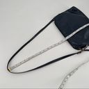 Vintage 70s 80s navy leather handbag shoulder bag purse solid Blue Photo 7