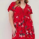 Torrid  Red Floral Gauze Lace Up Skater Dress Sz.2 Photo 1