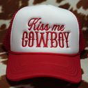 Kiss Me Cowboy Trucker Hat Red Photo 0