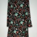 Loft SMALL BLACK AND FLORAL MIDI LONG SLEEVED DRESS Photo 0