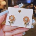 Flower Stud Earrings for Women Gold Photo 2