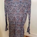 Gold Hinge Long Sleeve Paisley Pocketed Draw String Dress Photo 3