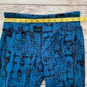 CAbi  Blue with Black Screen Print Ruched Leggings.  Size Small Photo 5