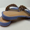 JustFab  Simone Laser Cut Slide Sandals in Blue Photo 3