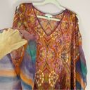 Susan Graver  QVC Poncho XL Psychedelic Colorful Boho Print Chiffon Photo 1