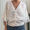 VICI Collection White Eyelet Button Down Top Photo 2