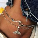 Set of 2 beach themed silver anklets Photo 0