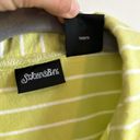 st. john's bay  Women's S Zip Neck Polo Tee Shirt Lime Green White Stripe Preppy Photo 5