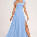 JJ's House  size 6 Light Blue A-line Square Floor-Length Chiffon Bridesmaid Dress Photo 1