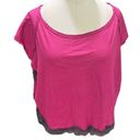 We The Free  Hot Raspberry Pink crop top gray lace trim Oversized NEW Size SMALL Photo 9