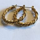 Twisted Vintage  Rope Gold Tone Hoop Pierced Earrings Photo 2