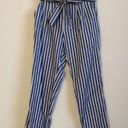 ZARA  Trafaluc Pinstripe Paperbag Woven Trousers Blue and White Size XS Photo 2