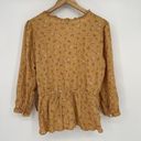 Lucky Brand  Blouse Gold Ditsy Floral Pattern Faux Wrap 3/4 Sleeve Boho Top Large Photo 8