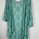 LuLaRoe  Womens Boho Kimono Size Medium Green Floral Lace Sheer Western Frilly Photo 2