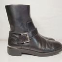 ZARA 6/$36  Woman Leather Biker Boots with Stretch Leg Black Size 38 5156/101 Photo 5