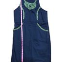 Gretchen Scott  Navy blue sleeveless dress L beaded casual resort preppy Photo 13