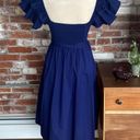 Hill House Navy Blue Ruffled Shoulders Midi Dress with Pockets Size XS Photo 3