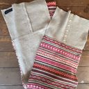 Lands'End  Fair Isle Nordic Striped Button Knit Scarf Wool Blend Double Lined Photo 1