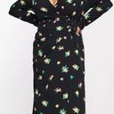 ASOS  DESIGN ruched front button up wrap shirt midi dress in black floral print Photo 1