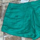 Esley  Emerald Green Cuffed Linen Blend Shorts Pockets Button & Zip Shorts Small Photo 3