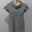 Tommy Hilfiger  Black White Stripe Mock Neck Short Sleeve Shirt Medium Photo 0