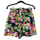 EXPRESS  x Rocky Barnes Shorts Womens XS Black Floral High Waist Linen Pockets Photo 0