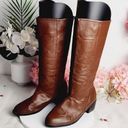 Bagatelle 𝅺 Tall Genuine Leather Dark Brown Pull-On Block Heel Boots 8W Photo 0